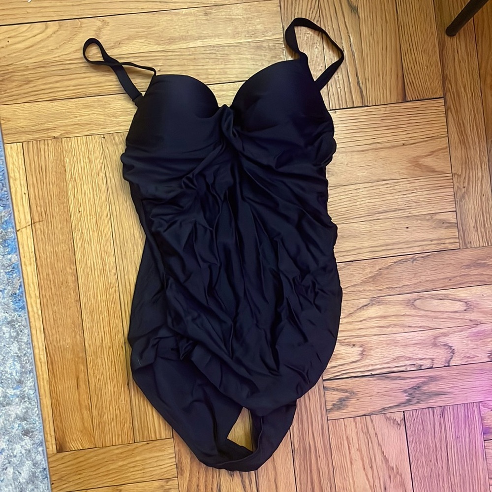 Black one piece bathing suit by Meet Curve size 12 with underwire cups